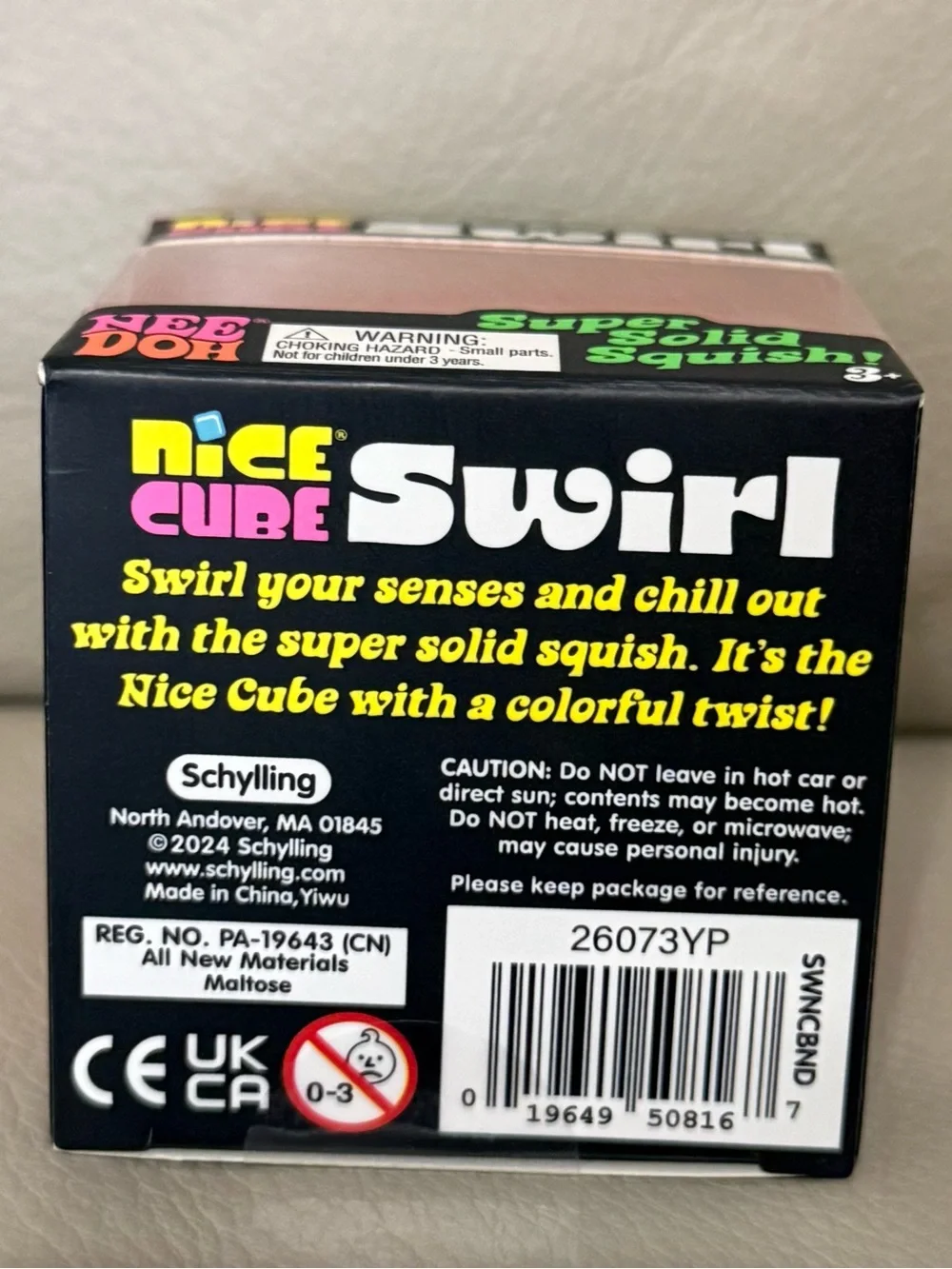 NeeDoh Nice Cube SWIRL Super Solid Squish Squeezable Squishy Orange Red